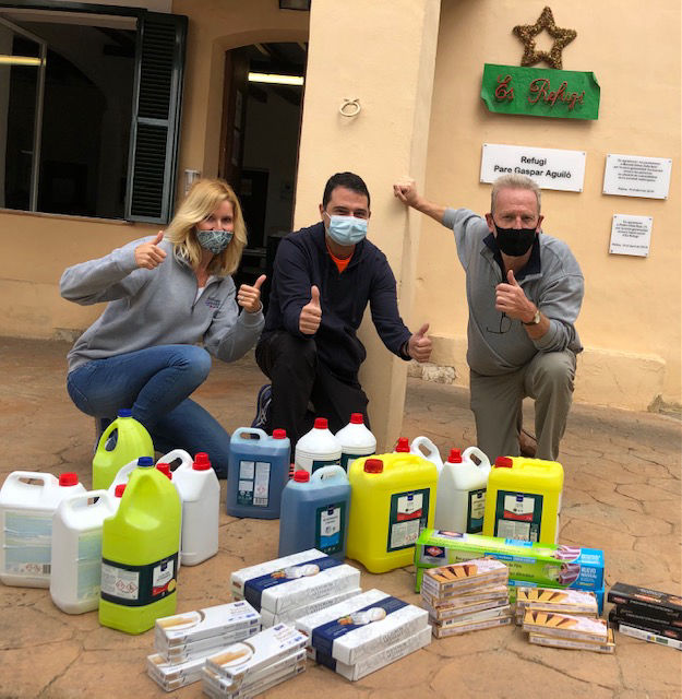 YGB bringing cleaning equipment to shelter Es Refugi