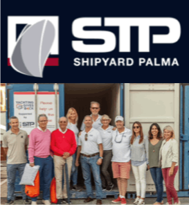 The YGB and STP teams together in front of the container